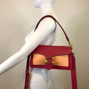 Authentic COACH TABBY Pink Color block Leather Shoulder Crossbody Handbag